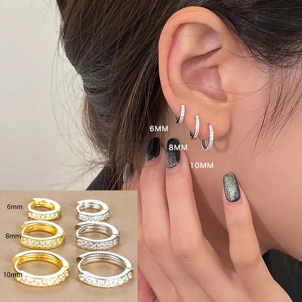 Minimalist Crystal Small Hoop Earring Set-ReesJewels-ReesJewels