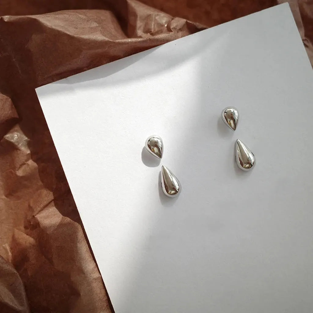 Minimalist Glossy Water Drop Stud Earrings-ReesJewels-ReesJewels
