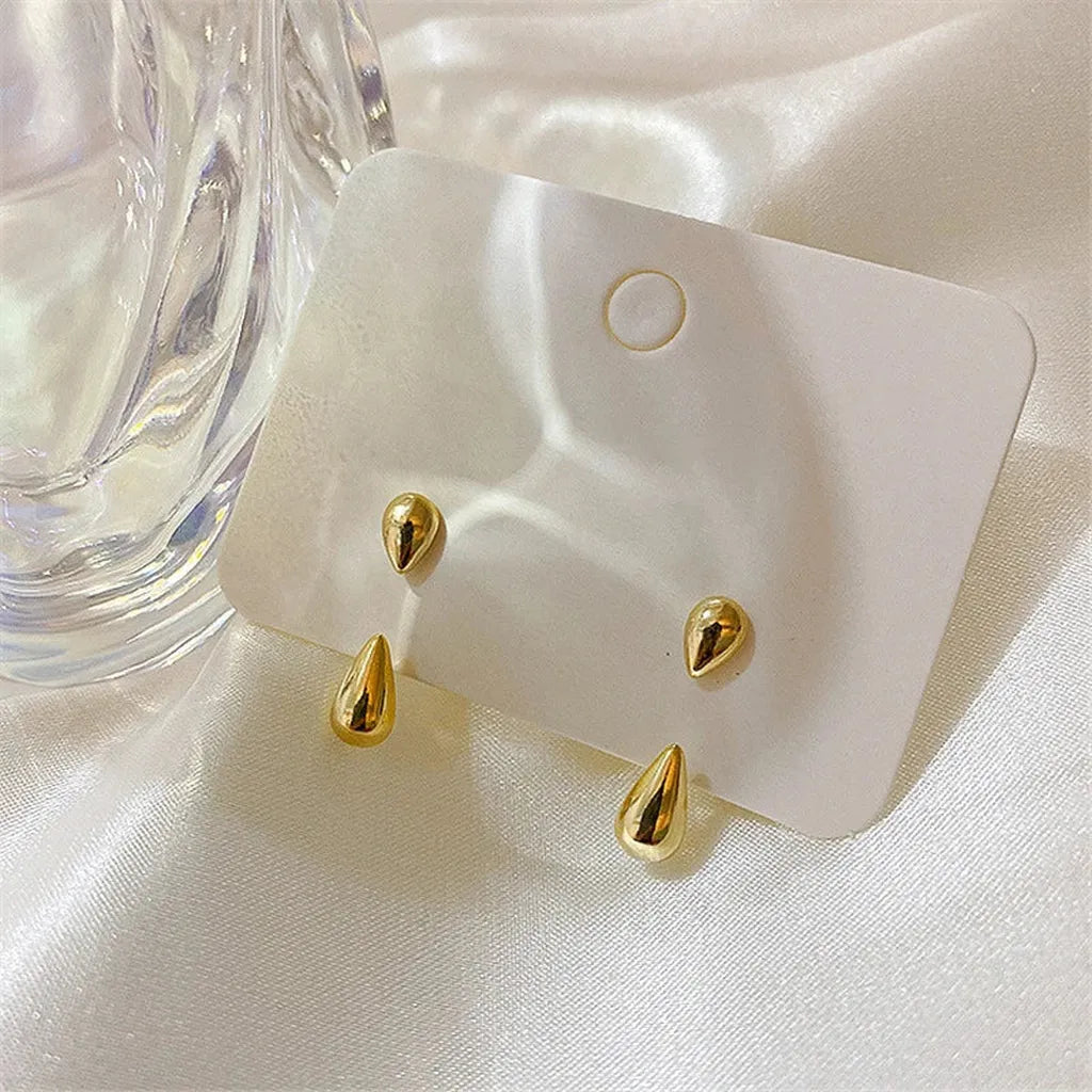 Minimalist Glossy Water Drop Stud Earrings-ReesJewels-Gold-ReesJewels