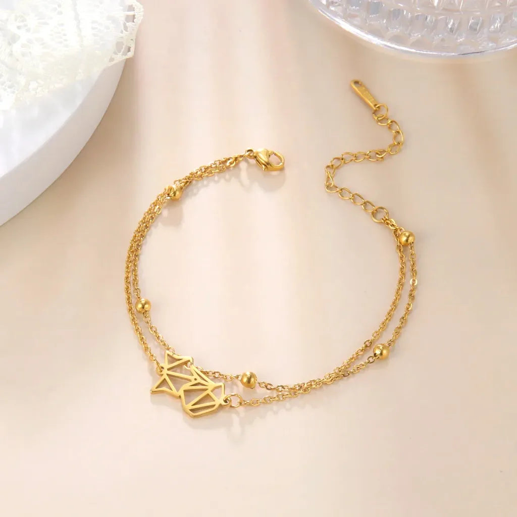 Minimalistic Cute Fox Head Beaded Anklet-ReesJewels-ReesJewels