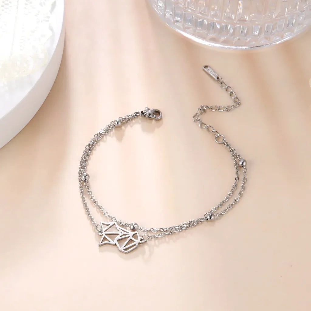 Minimalistic Cute Fox Head Beaded Anklet-ReesJewels-ReesJewels