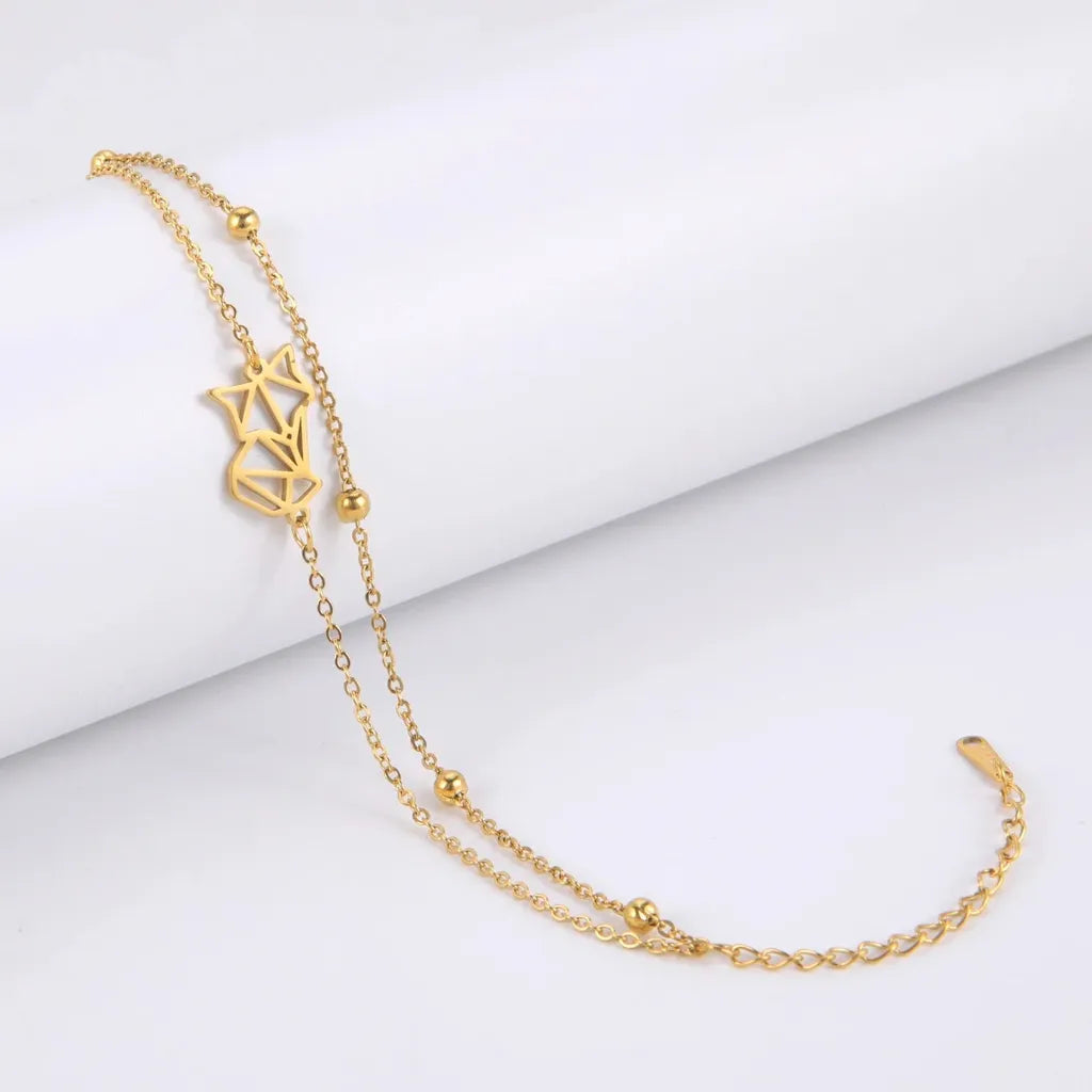 Minimalistic Cute Fox Head Beaded Anklet-ReesJewels-ReesJewels