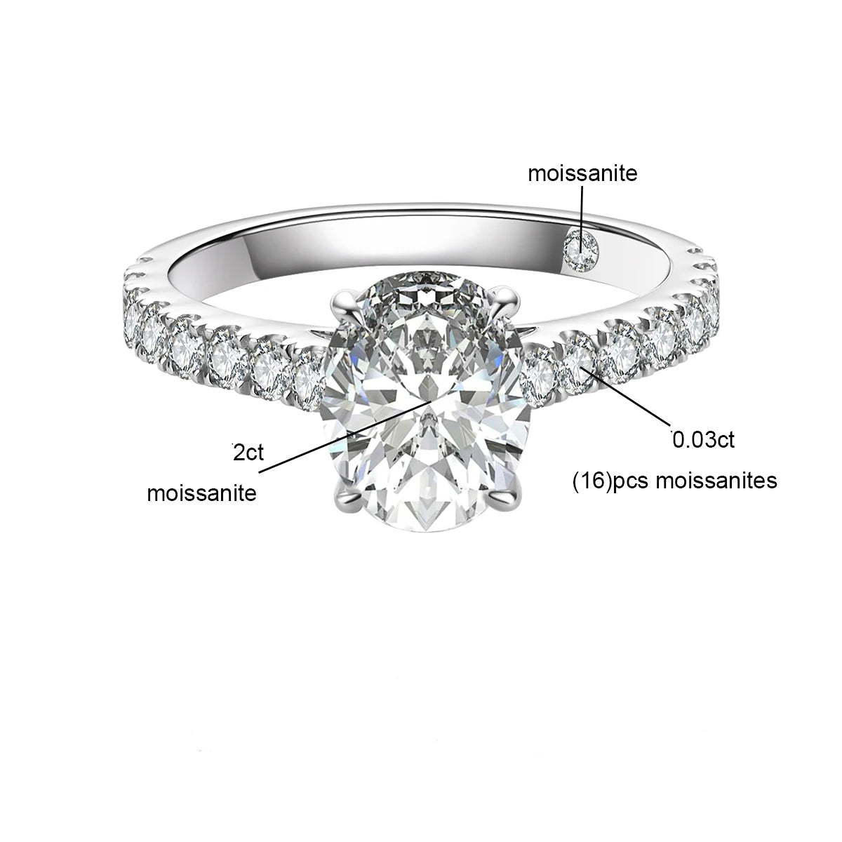 Oval Cut 2ct Moissanite Diamond Ring-Rees Jewels-ReesJewels