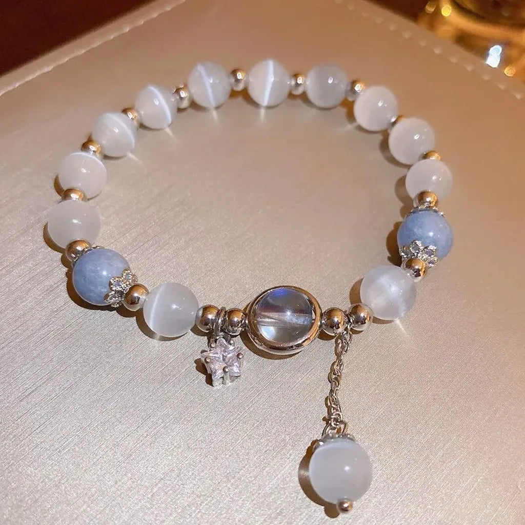 Pretty Elegant Opal Moon Star Bracelet-ReesJewels-Ivory-ReesJewels