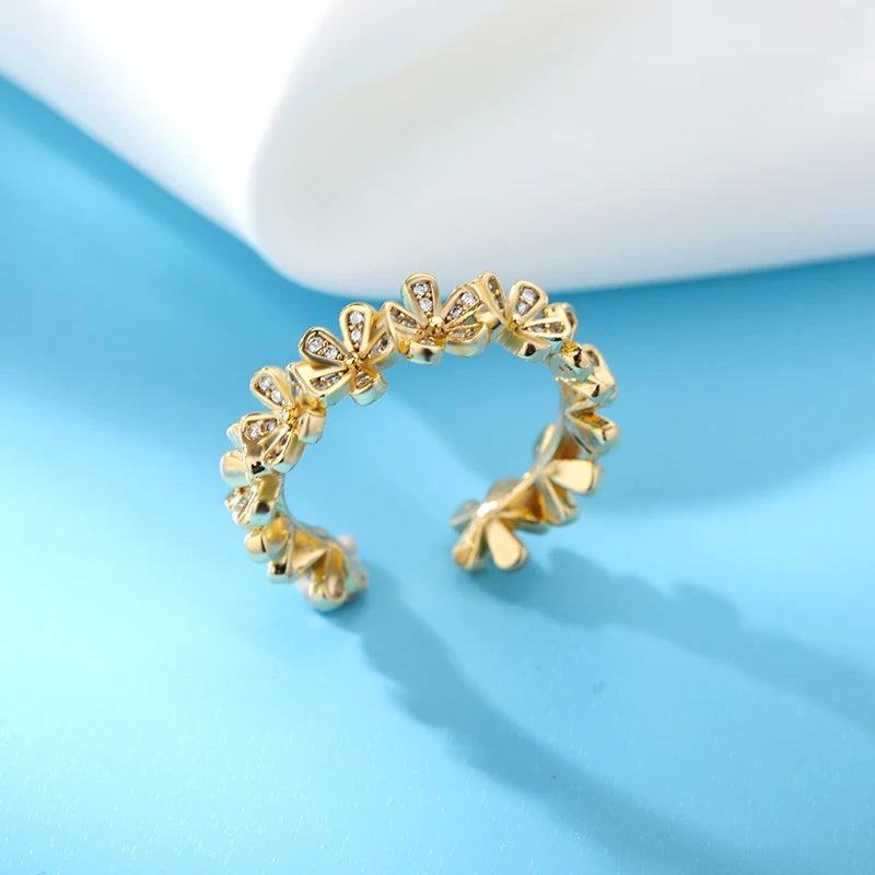 Pretty Flower Open Adjustable Ring-ReesJewels-ReesJewels