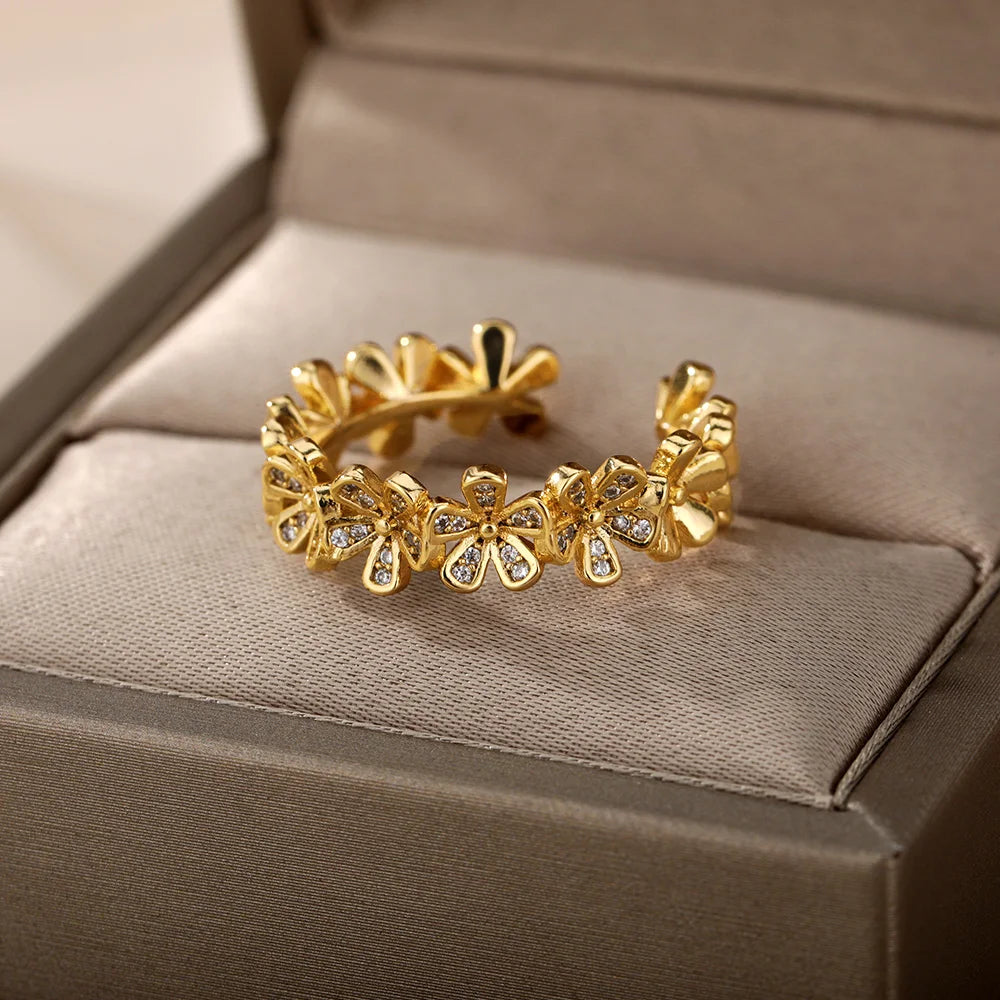 Pretty Flower Open Adjustable Ring-ReesJewels-ReesJewels