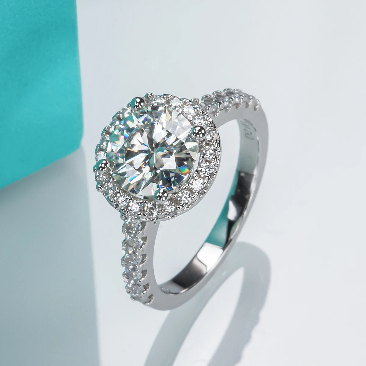 Pretty Moissanite Diamond Halo Ring-Rees Jewels-ReesJewels