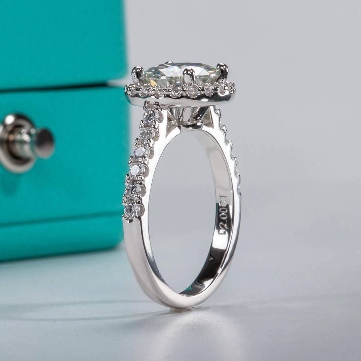 Pretty Moissanite Diamond Halo Ring-Rees Jewels-ReesJewels