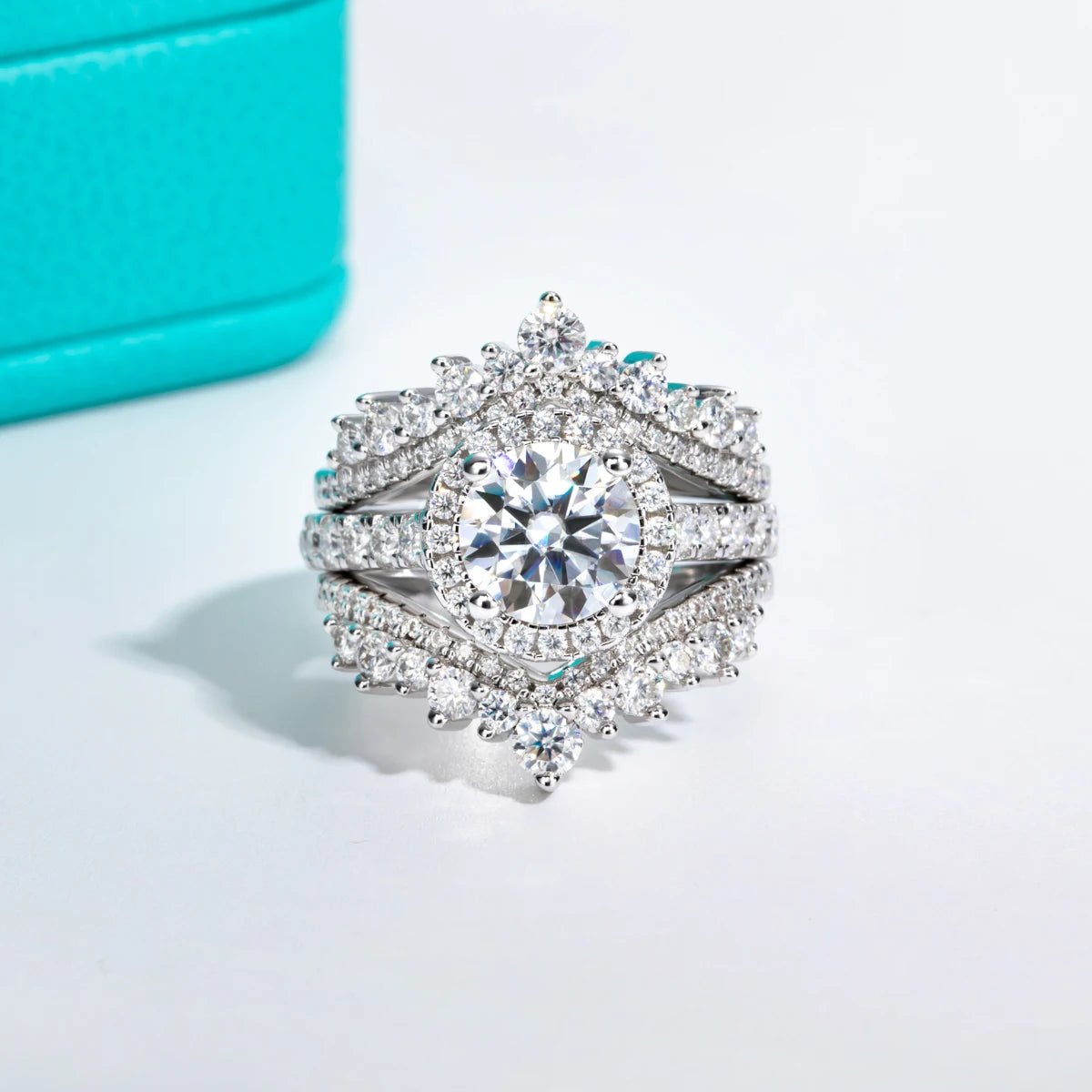 Pretty Moissanite Diamond Halo Ring-Rees Jewels-ReesJewels