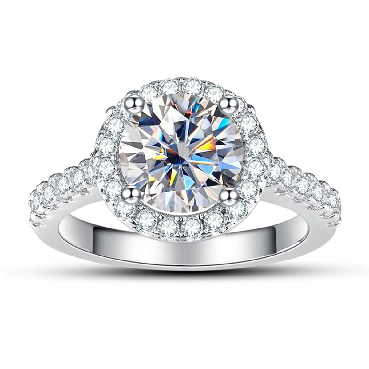Pretty Moissanite Diamond Halo Ring-Rees Jewels-ReesJewels