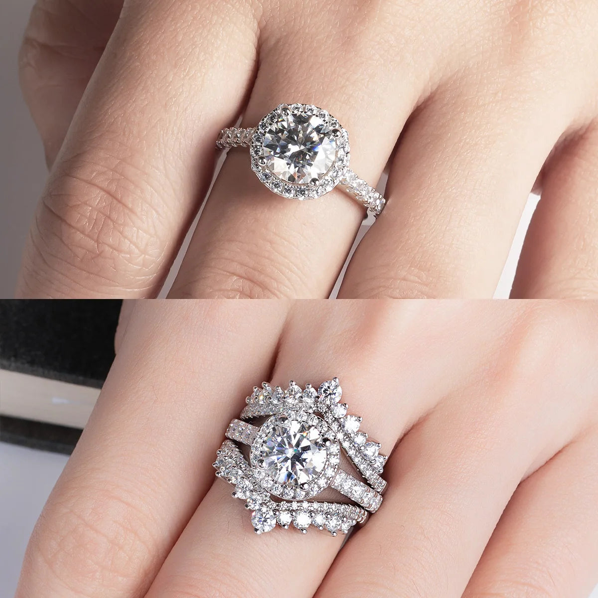 Pretty Moissanite Diamond Halo Ring-Rees Jewels-ReesJewels