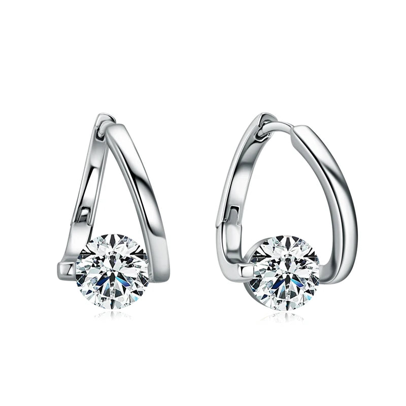 Pretty Moissanite Diamond Hoop Earrings-Rees Jewels-White Gold-ReesJewels