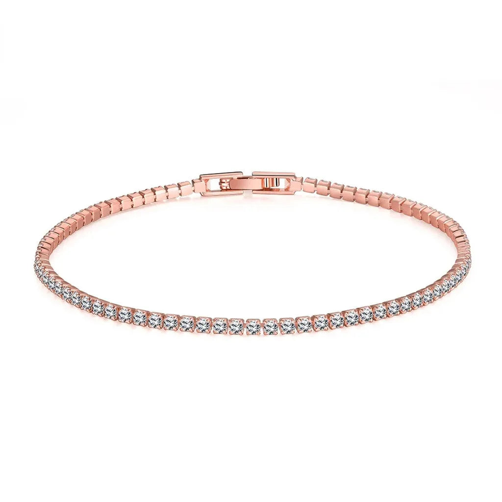 Pure 925 Silver Zirconia Tennis Bracelet-My Store-Rose-16 cm-ReesJewels