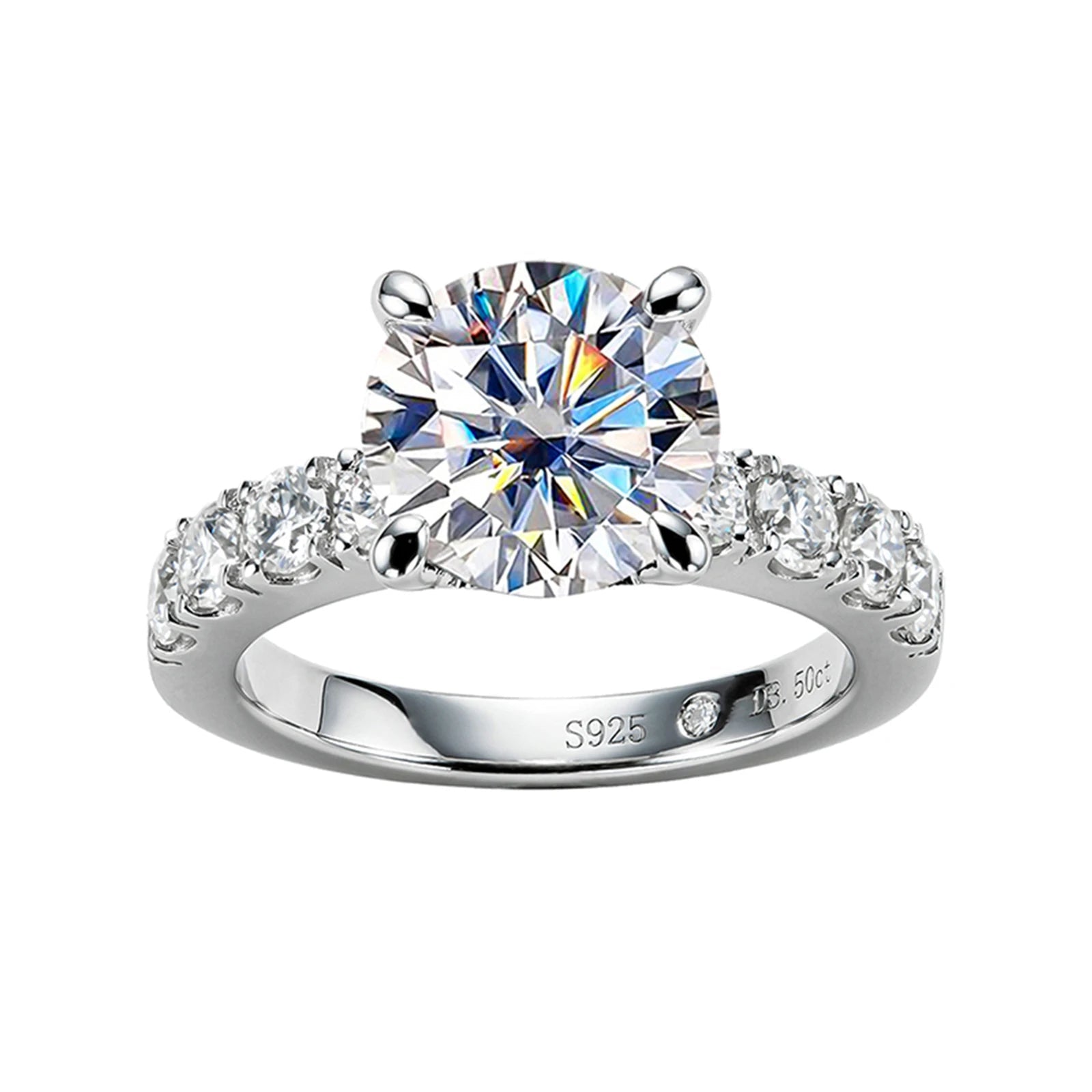 Royal Moissanite Diamond Solitaire Ring-Rees Jewels-White Gold-4-ReesJewels