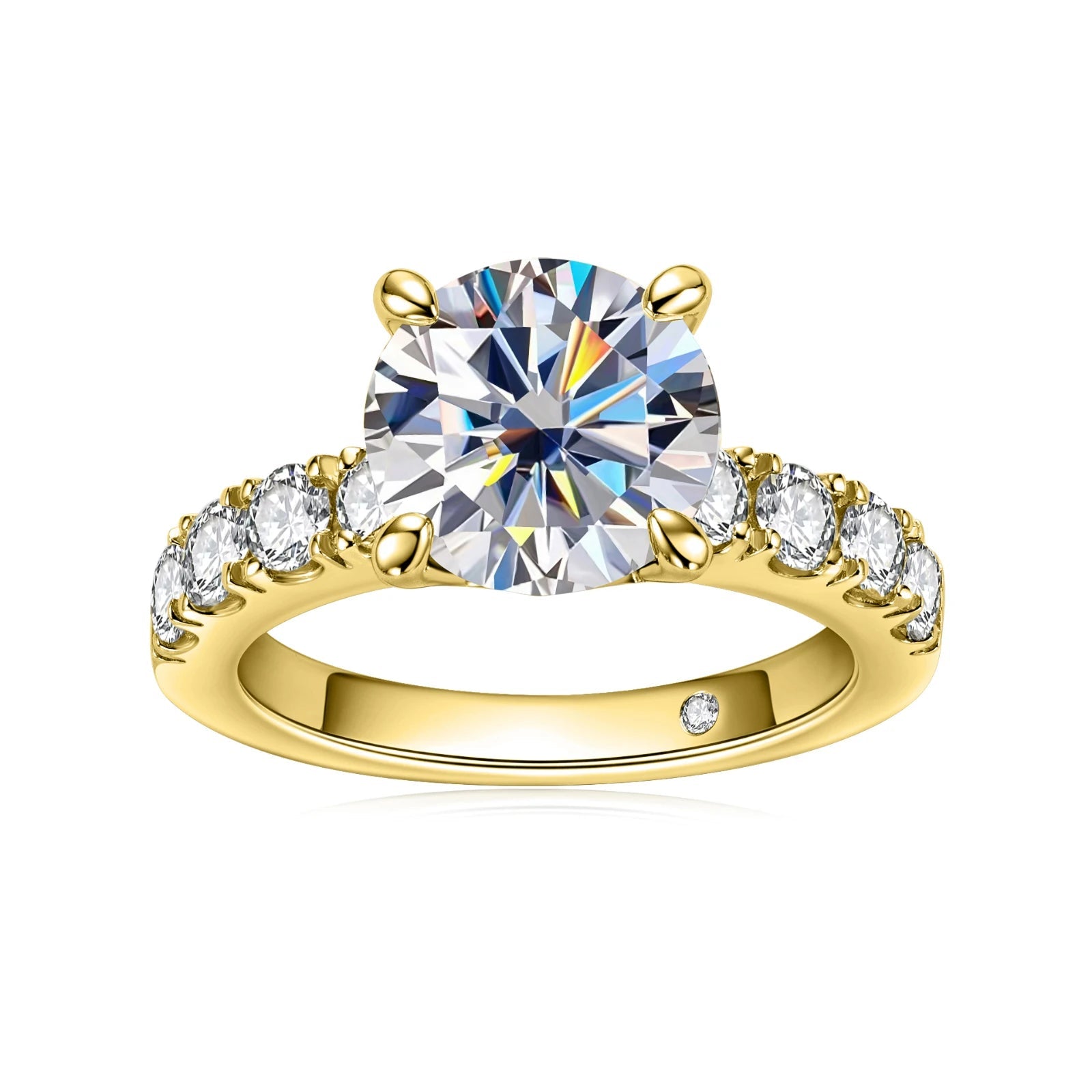 Royal Moissanite Diamond Solitaire Ring-Rees Jewels-Yellow Gold-4-ReesJewels