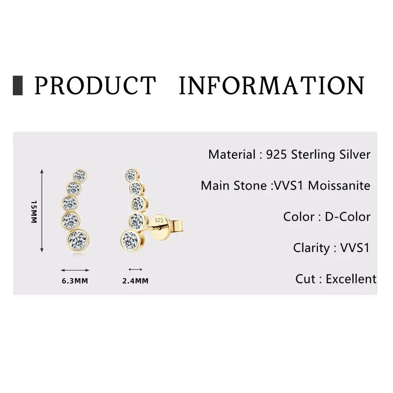 Single Row Round Bezel Moissanite Diamond Earring-Rees Jewels-ReesJewels
