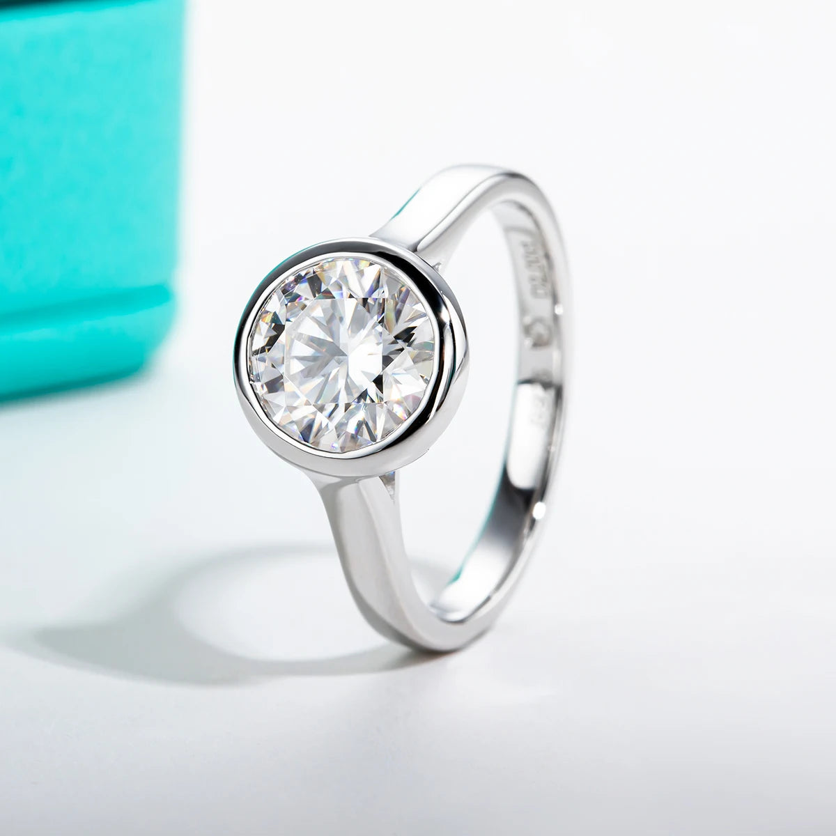 Sleek Moissanite Diamond Bezel Ring-Rees Jewels-ReesJewels