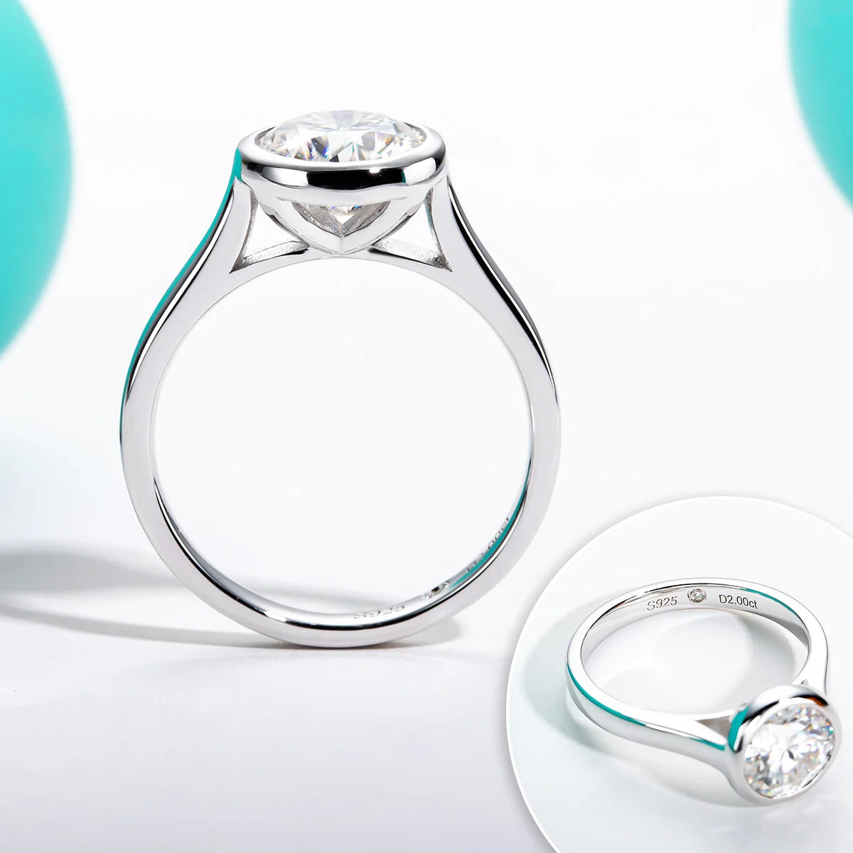 Sleek Moissanite Diamond Bezel Ring-Rees Jewels-ReesJewels