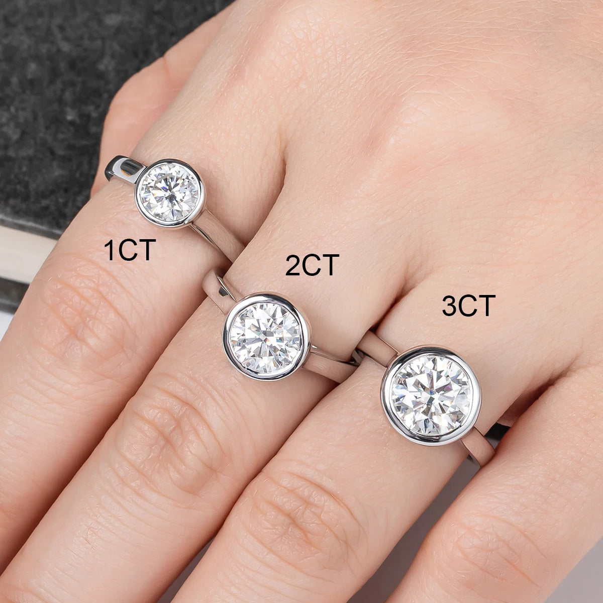 Sleek Moissanite Diamond Bezel Ring-Rees Jewels-ReesJewels