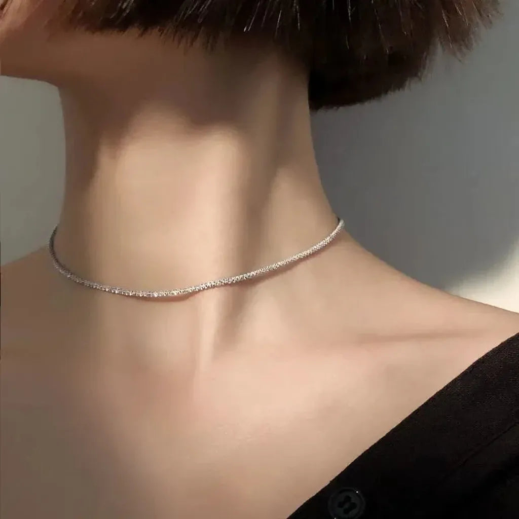 Sparkling Clavicle Chain Choker Necklace-ReesJewels-ReesJewels