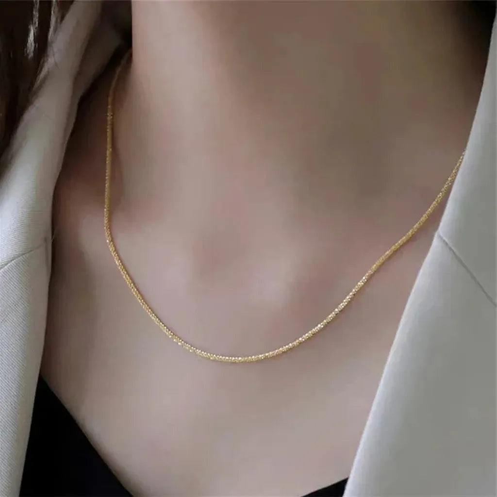 Sparkling Clavicle Chain Choker Necklace-ReesJewels-Gold-ReesJewels