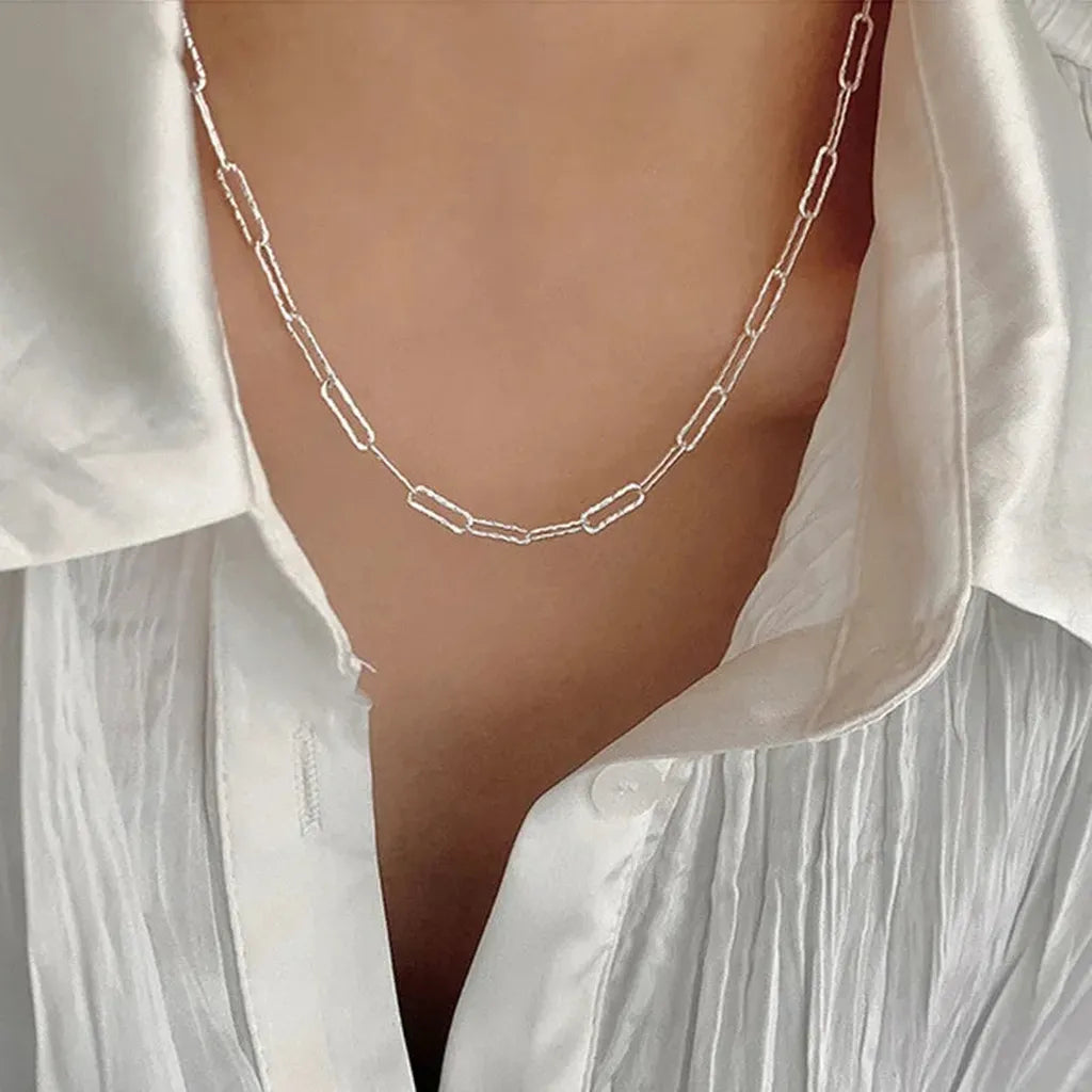 Sparkling Geometric Interlinking Choker Necklace-ReesJewels-Silver-ReesJewels