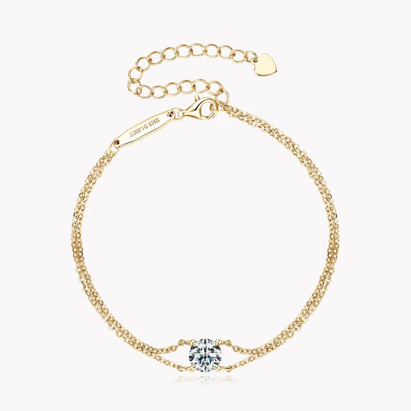 Sparkling Moissanite Diamond Double Chain Bracelet-Rees Jewels-ReesJewels