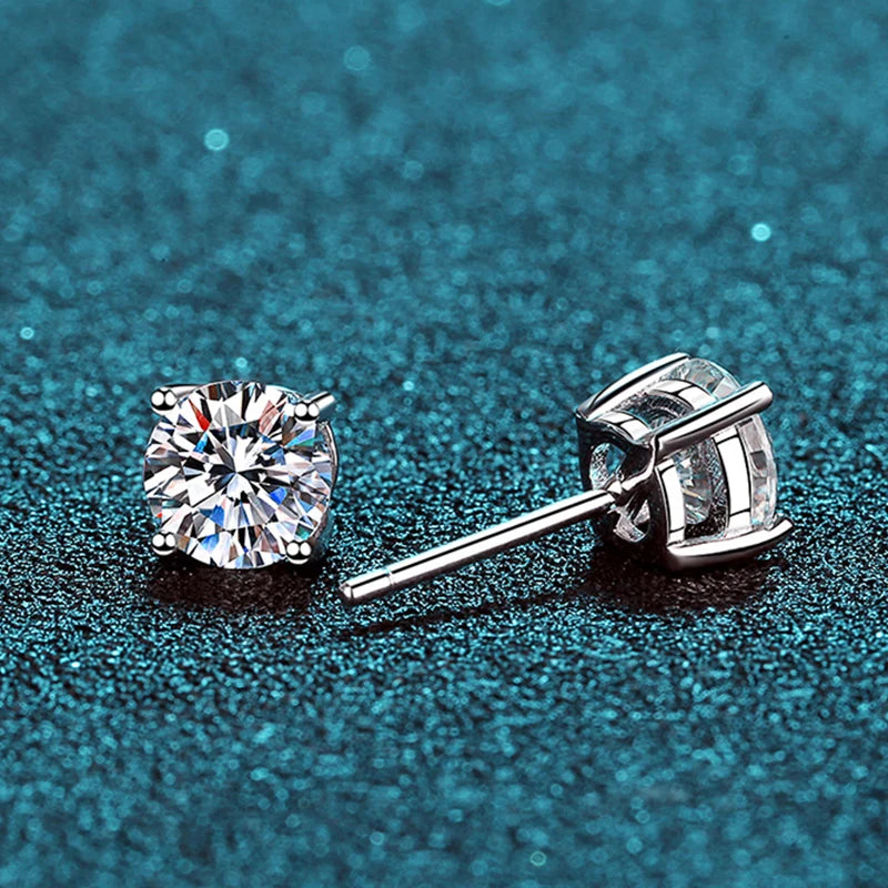 Sparkling Moissanite Diamond Solitaire Studs-Rees Jewels-ReesJewels