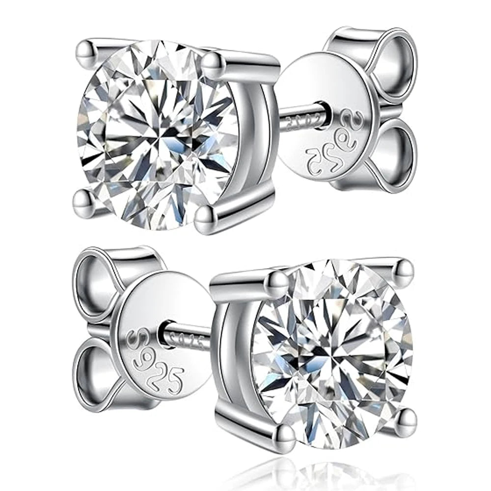 Sparkling Moissanite Diamond Solitaire Studs-Rees Jewels-ReesJewels