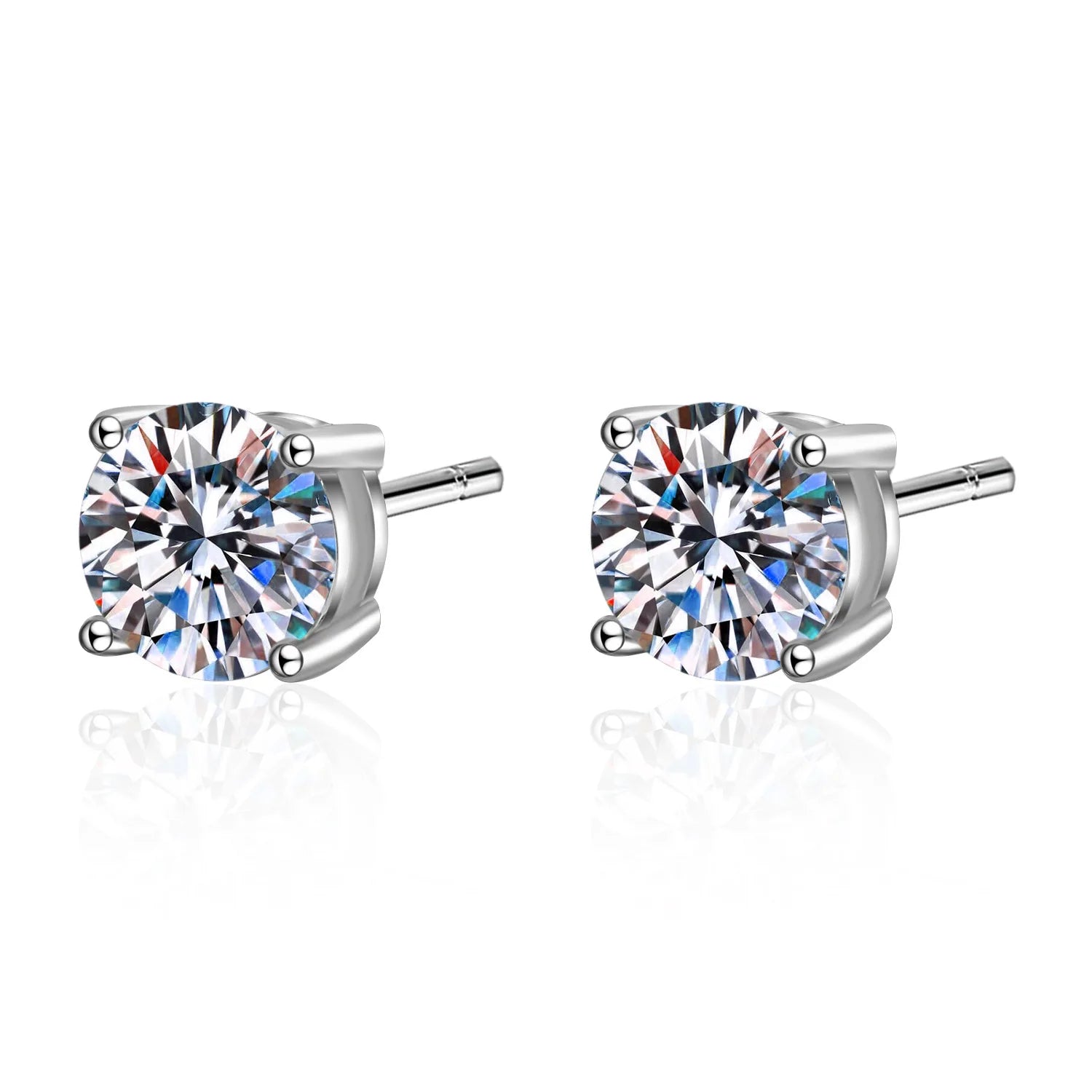 Sparkling Moissanite Diamond Solitaire Studs-Rees Jewels-ReesJewels