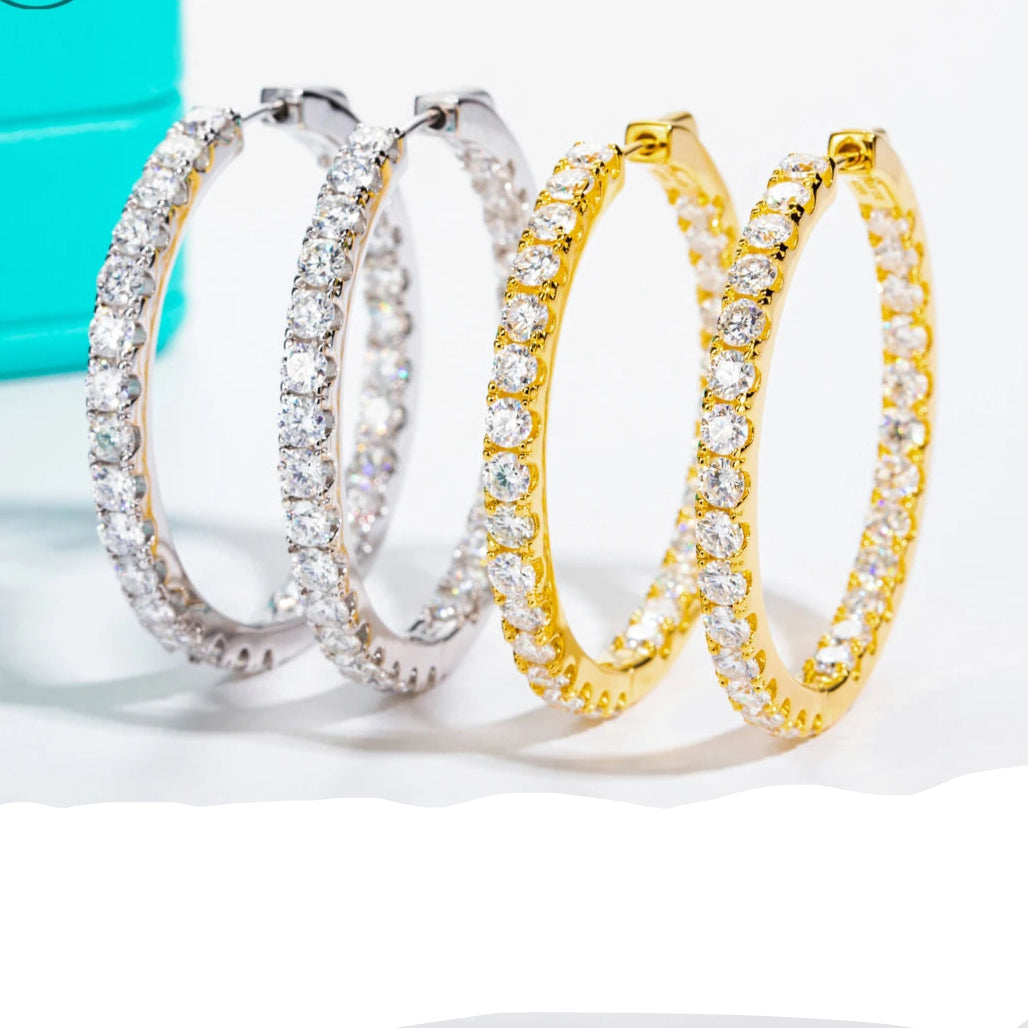 Statement Moissanite Diamond Big Hoop Earrings-Rees Jewels-ReesJewels