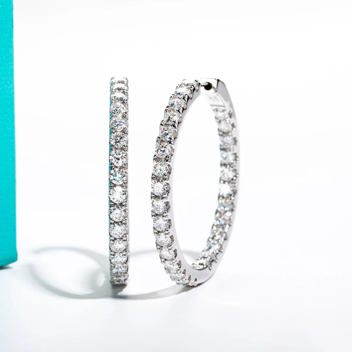 Statement Moissanite Diamond Big Hoop Earrings-Rees Jewels-ReesJewels
