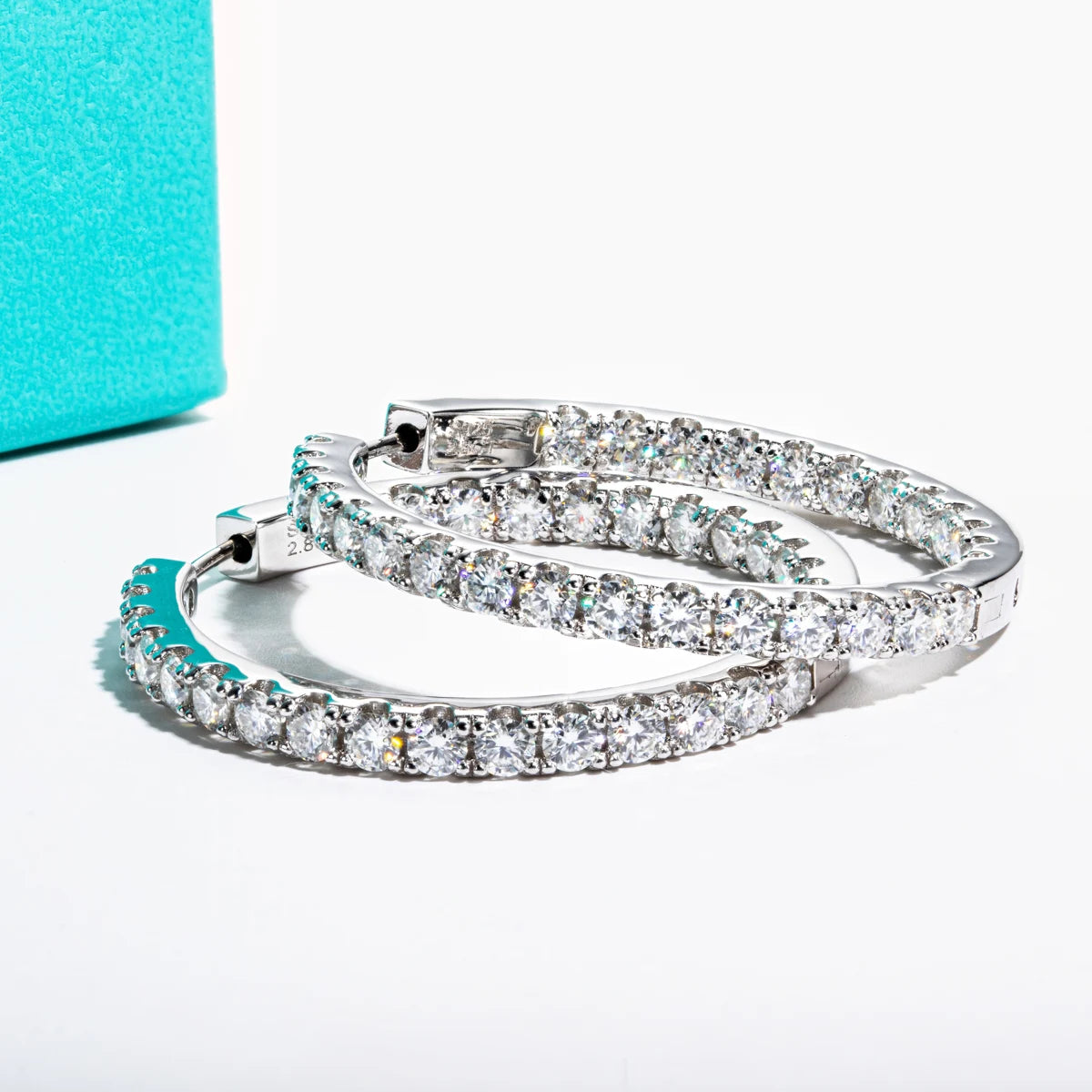 Statement Moissanite Diamond Big Hoop Earrings-Rees Jewels-ReesJewels