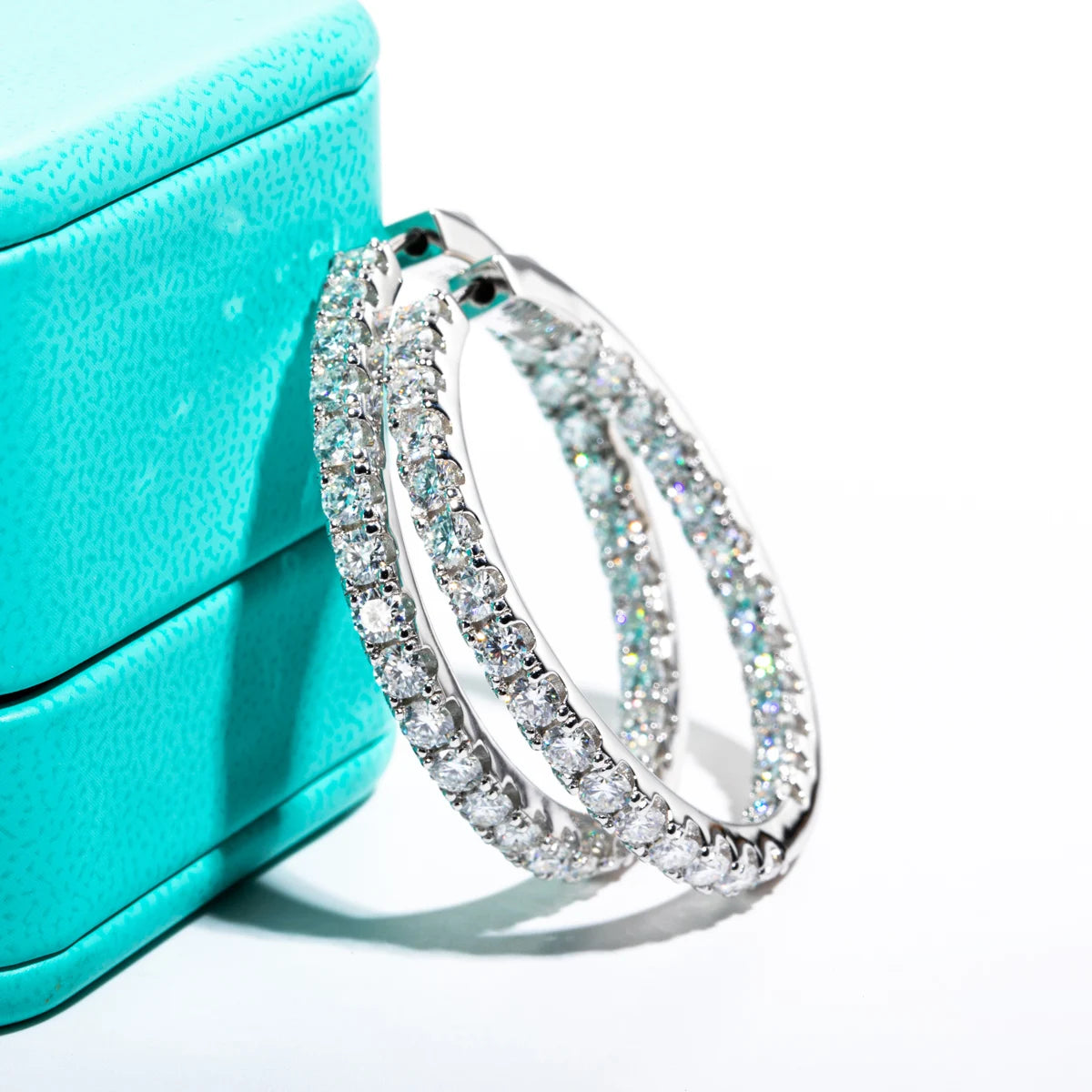 Statement Moissanite Diamond Big Hoop Earrings-Rees Jewels-ReesJewels