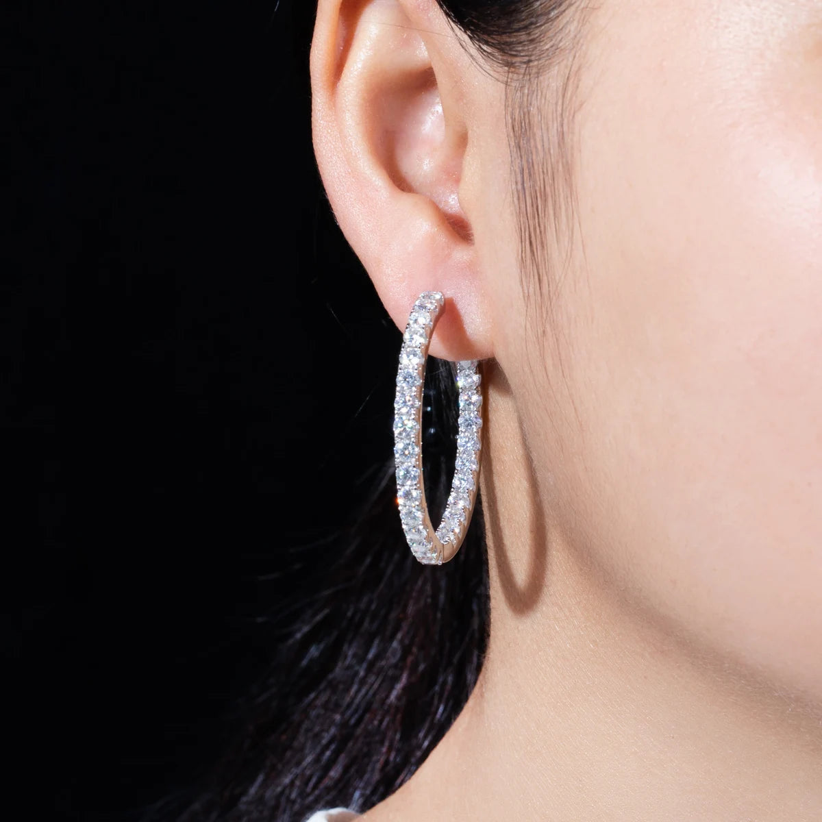 Statement Moissanite Diamond Big Hoop Earrings-Rees Jewels-ReesJewels