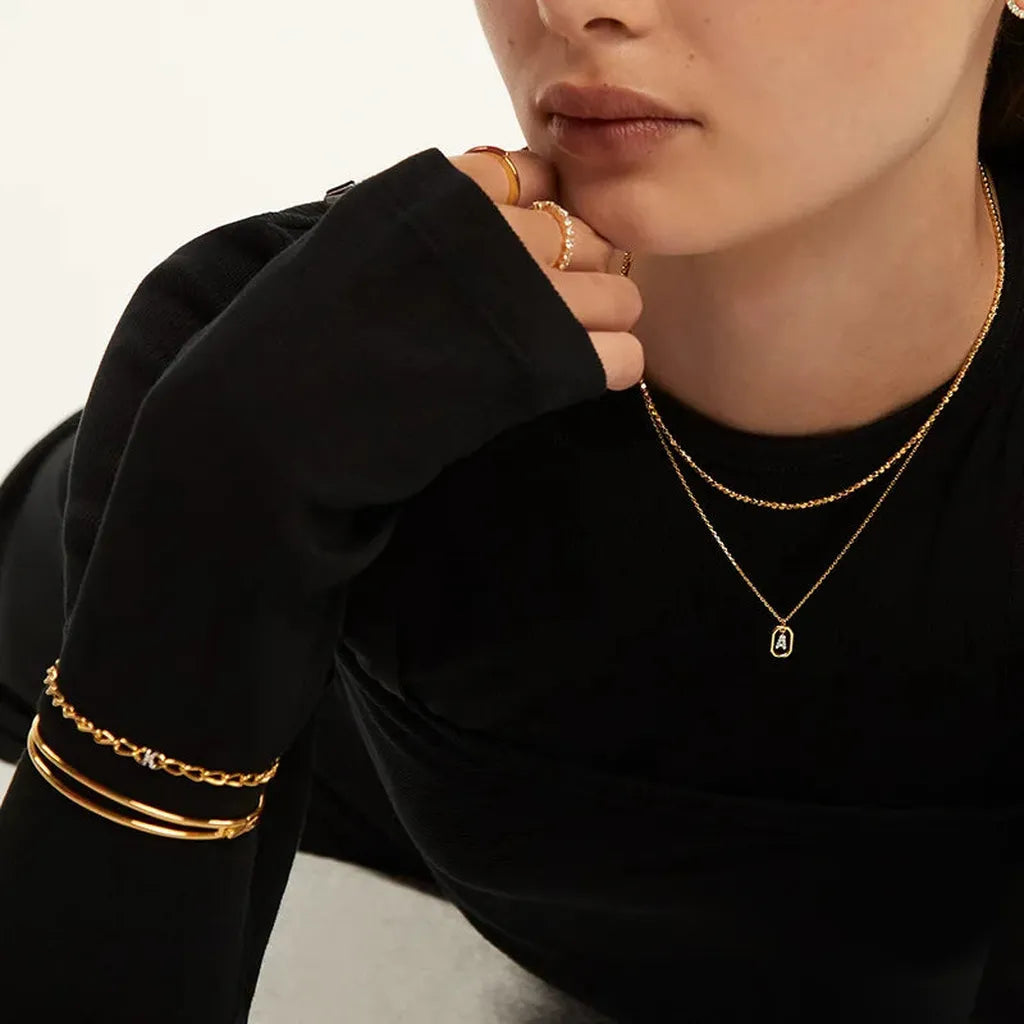 Sterling Silver Personalised Initial Collarbone Chain-My Store-ReesJewels
