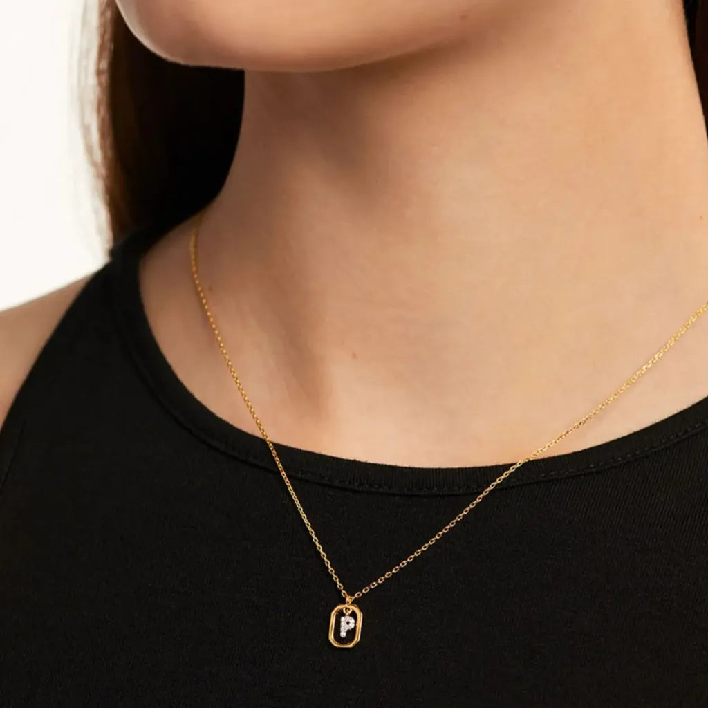 Sterling Silver Personalised Initial Collarbone Chain-My Store-ReesJewels