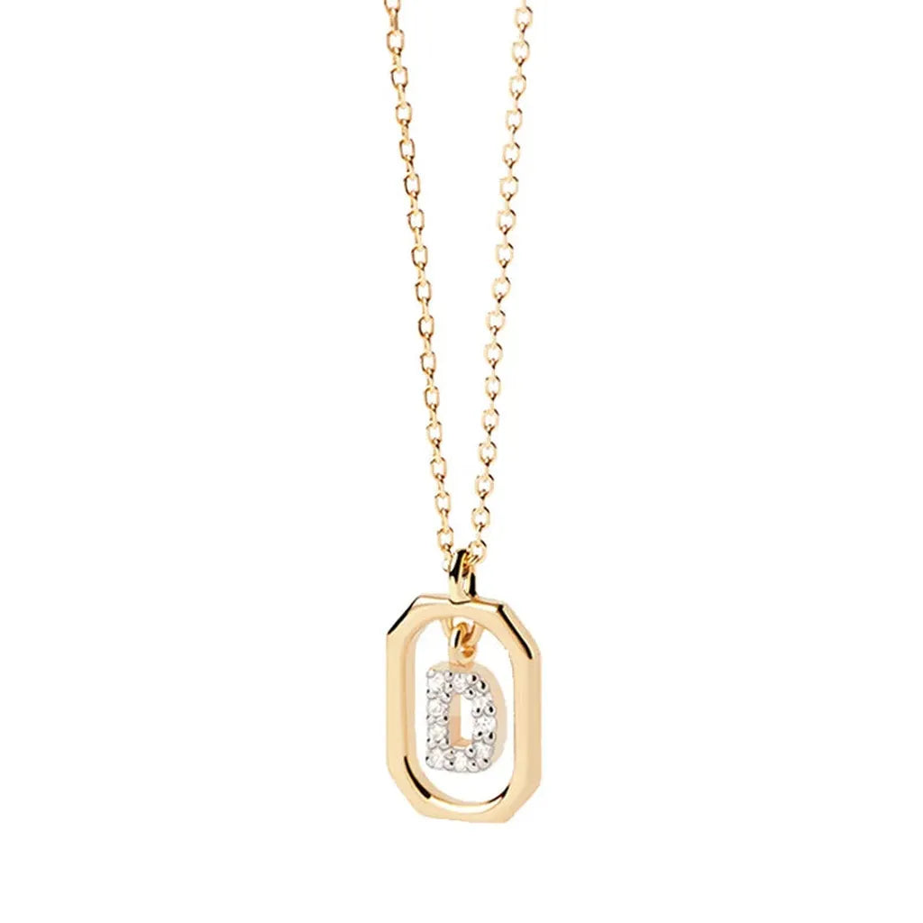 Sterling Silver Personalised Initial Collarbone Chain-My Store-Gold-D-ReesJewels