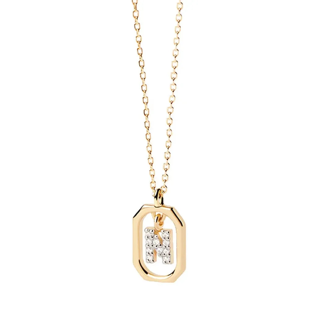 Sterling Silver Personalised Initial Collarbone Chain-My Store-Gold-N-ReesJewels
