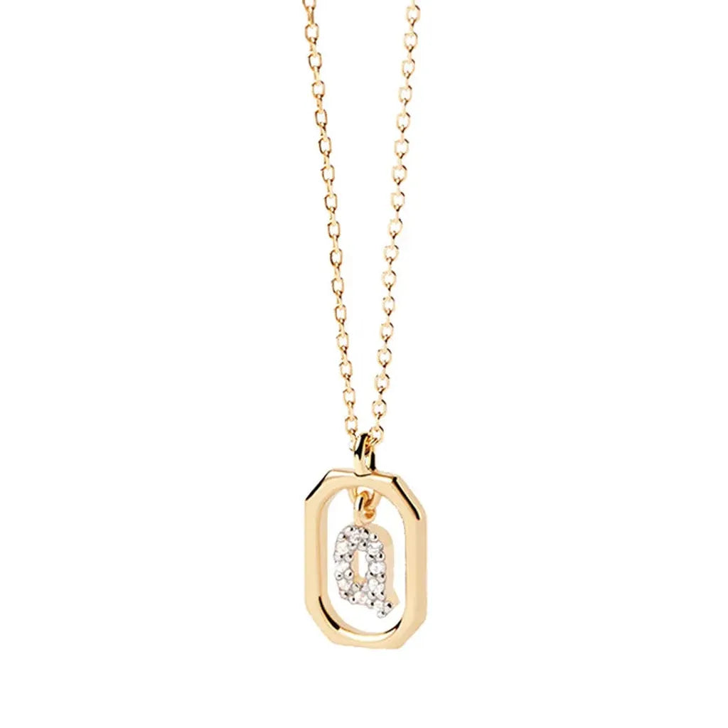 Sterling Silver Personalised Initial Collarbone Chain-My Store-Gold-Q-ReesJewels