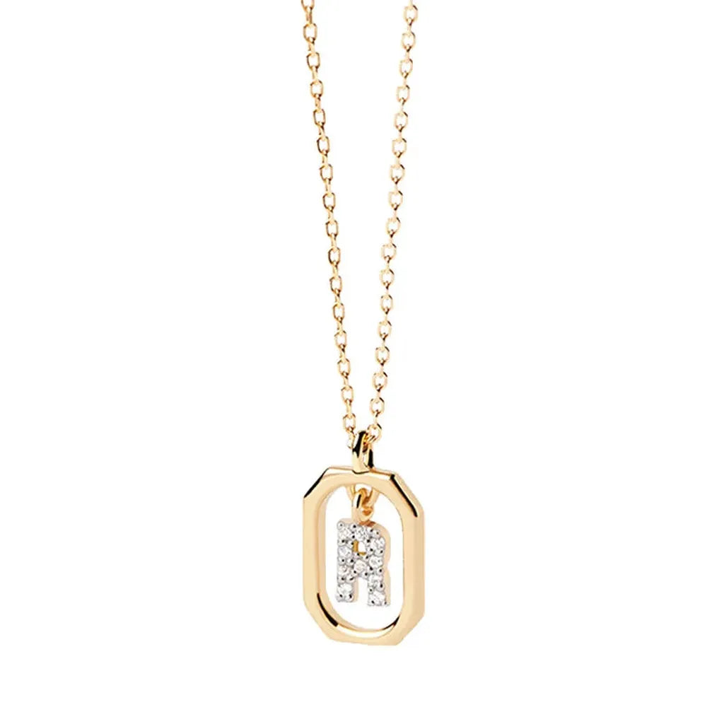 Sterling Silver Personalised Initial Collarbone Chain-My Store-Gold-R-ReesJewels