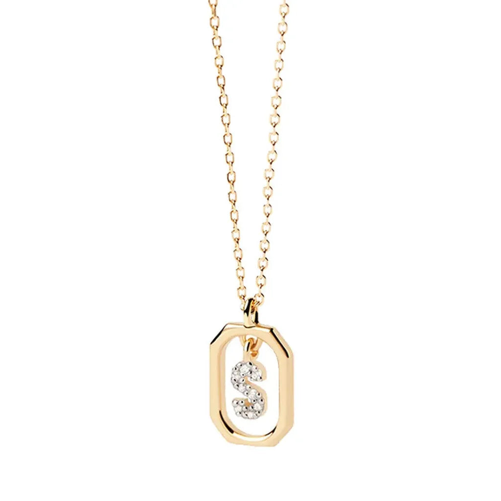 Sterling Silver Personalised Initial Collarbone Chain-My Store-Gold-S-ReesJewels