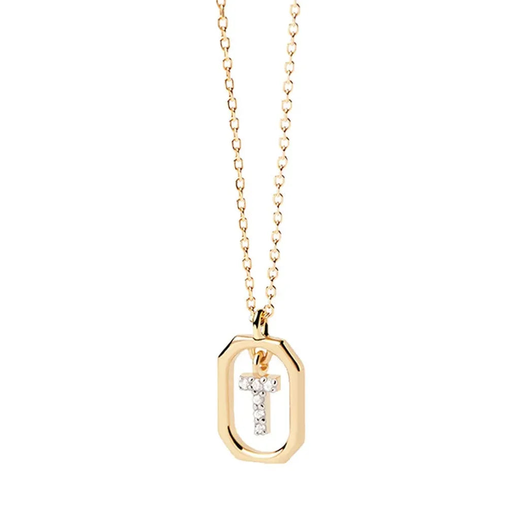Sterling Silver Personalised Initial Collarbone Chain-My Store-Gold-T-ReesJewels