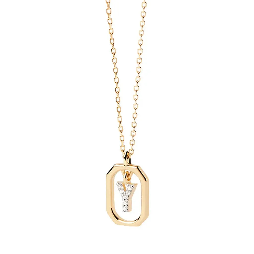 Sterling Silver Personalised Initial Collarbone Chain-My Store-Gold-Y-ReesJewels