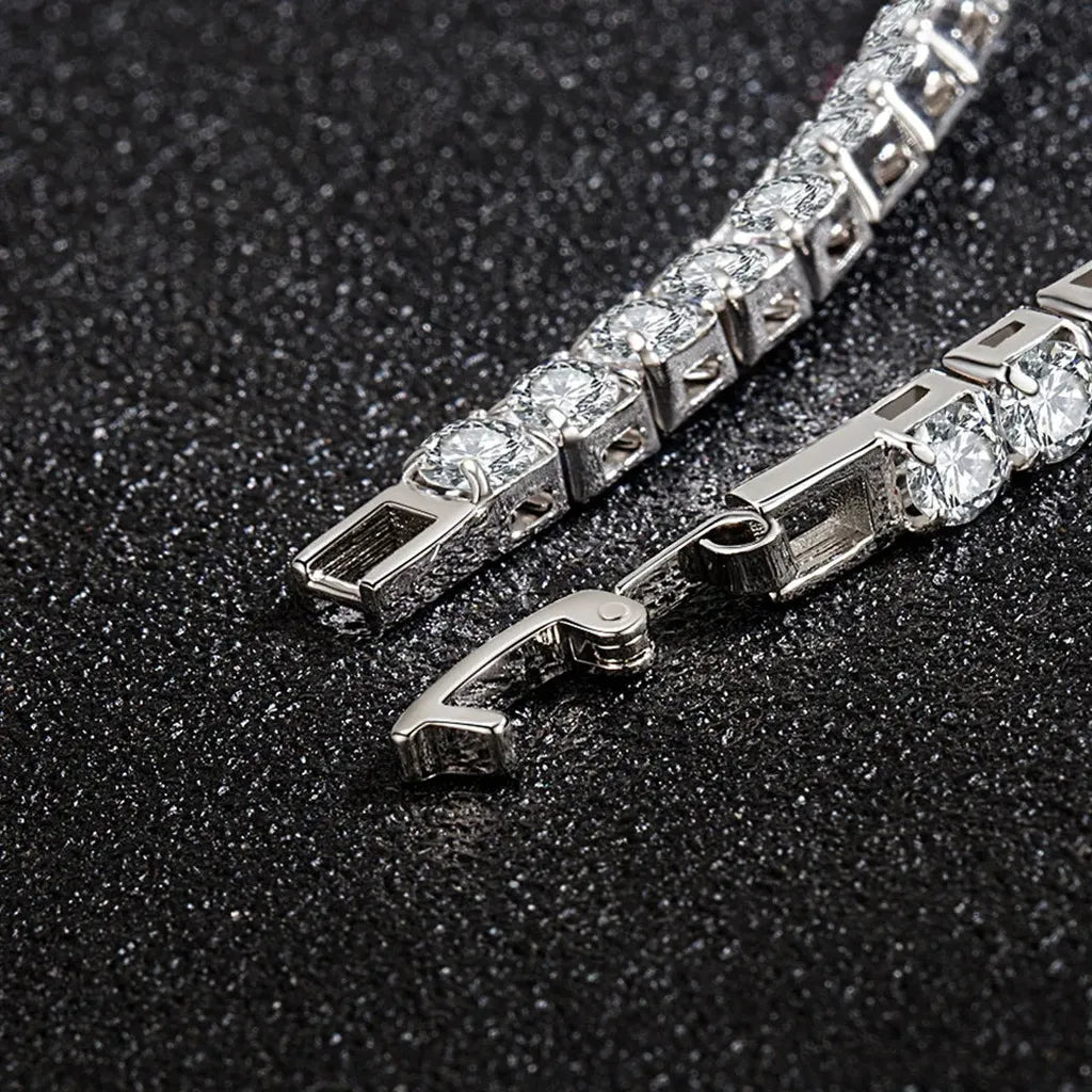 Sterling Silver Zirconia Tennis Charm Bracelet-My Store-ReesJewels