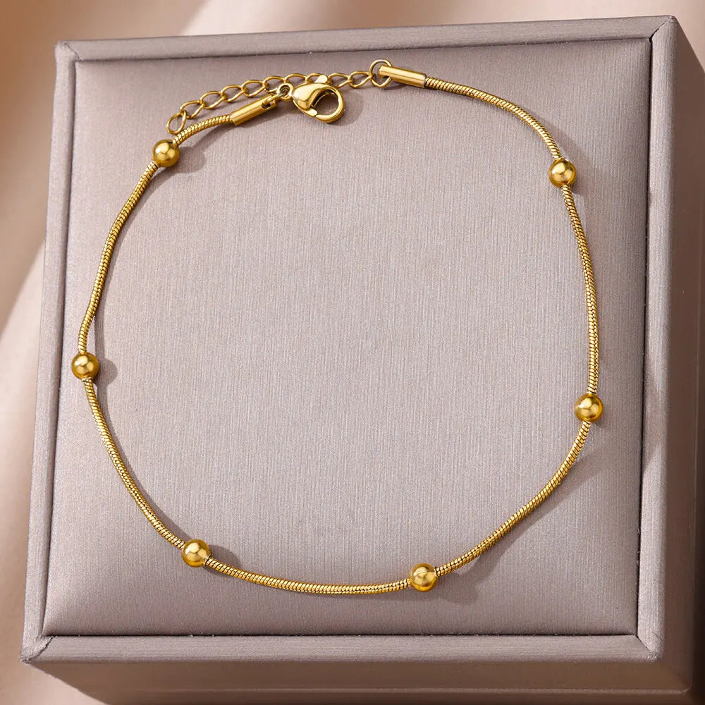 Stunning Aesthetic Beads Chain Anklet-Rees Jewels-ReesJewels