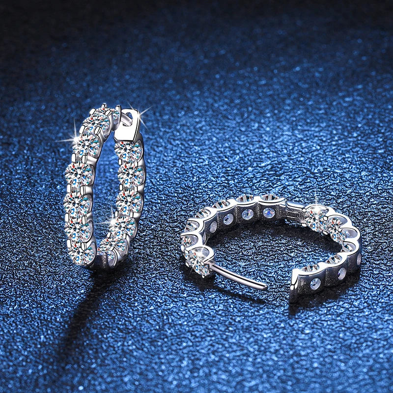 Stunning Moissanite Diamond Hoop Earrings-Rees Jewels-ReesJewels