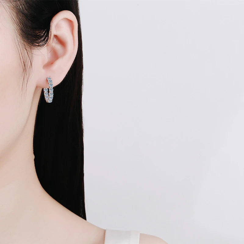 Stunning Moissanite Diamond Hoop Earrings-Rees Jewels-ReesJewels