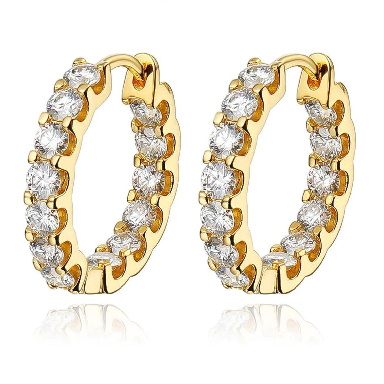 Stunning Moissanite Diamond Hoop Earrings-Rees Jewels-Yellow gold-ReesJewels