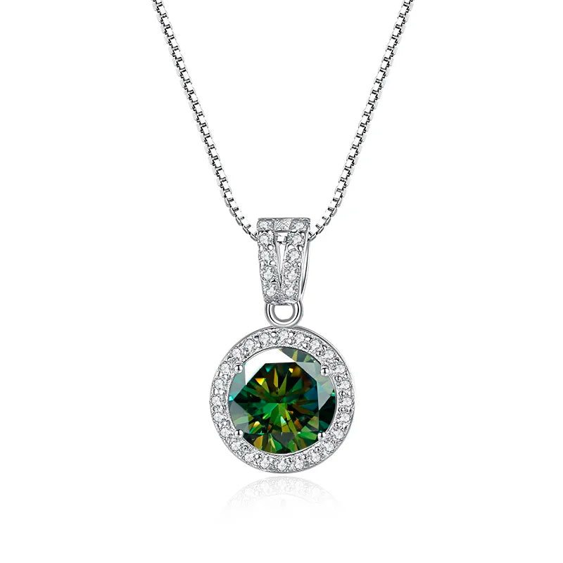 Stunning Moissanite Pendant Necklace-Rees Jewels-Dark Green-1ct-45cm-ReesJewels
